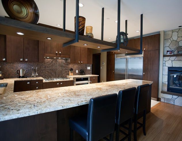 Kitchen with Suspended Shelf