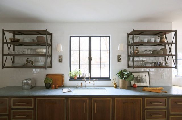 Shelves on either side of the sink